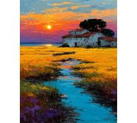 Sunset Paint by Numbers for Adults River Paint by Numbers Kits with Frame 5D Diy Digital Painting Includes Brushes & Paints, Perfect Gifts for Kids & Adults, Home Wall Bedroom Decor 40x54in F-531