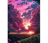 Sunset Paint by Numbers for Adults with Frame, Cloud Paint by Numbers Kits, DIY Color Acrylic Pigment Drawing Crafts with Paints and Brushes, Hobbies for Adults Women, Home Wall Decor 40x52in A-2759