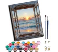 Sunset Paint by Numbers for Adults with Frame, Painting by Numbers for Adults on Canvas Sea, DIY Crafts for Adults Oil Painting Art Kits, Hobbies for Adults Women, Room Decor Gifts 50x70cm 0-7451
