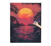 Sunset Paint by Numbers Kits, Paint by Numbers for Adults Abstract, DIY Arts and Crafts for Kids, Canvas Oil Painting Kit for Gifts, Hobbies for Adults Women, Christmas Decorations, 30x40cm W-78