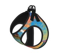Sunset Palm Print Dog Harness Adjustable Walk Puppy Harnesses Leash Clips Pet Harnesses Training Pet Vest