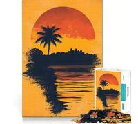 Sunset Palm Silhouette 1000 Pieces Puzzles for Teenagers Boost Recall Relaxing Fun Accurate Edge Thoughtful Gift (50x75cm)