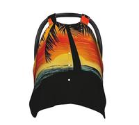 Sunset Palm Tree Baby Car Seat Canopy Cover, Multi Use Breathable Nursing Breastfeeding Covers for Mom Soft Stroller Sun Shade Newborn Shower Gift