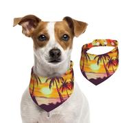 Sunset Palm Tree Dog Bandanas,Summer Bandanas for Dogs Washable Adjustable Dog Triangle Scarf Bibs Cute Pet Bibs for Medium Large Dogs Puppy and Cats Large
