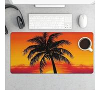 Sunset Palm Tree Gaming Mouse Pad 12x24 Inch Desk Pad Protector Waterproof Non-Slip Rubber Base Keyboard Mat Extra Large Desktop Mat for Office Home Computer Laptop Table Accessory