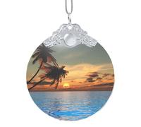 Sunset Palm Tree Ocean Christmas Glass Sign Party Supplies Festive Decor Ornaments For Holiday Party Atmosphere