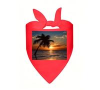 Sunset Palm Tree Ocean Dog Bandana Cute Soft Triangle Bibs Washable Kerchief Adjustable Dog Scarf Puppy Neckerchief Stylish Handkerchief Pet Bandana Pet Scarfs for Small Dogs Cat Pet Red-Style