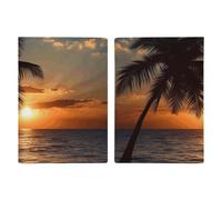 Sunset Palm Tree Ocean Passport Holder for Women Men PU Leather Passport Travel Wallet with Multiple Pockets
