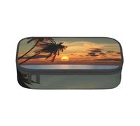 Sunset Palm Tree Ocean Print Multifunctional Pencil Case Stationery Storage Bag Supplies Cosmetic Items Adults