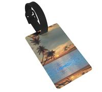 Sunset Palm Tree Ocean Printed Backpack ID Labels Versatile Suitcase Tags for Golf Bags and Musical Instrument