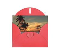 Sunset Palm Tree Ocean Printing Notecards With Envelopes Funny Love Buckle Pearl Paper Envelope Packaging Holiday Greeting