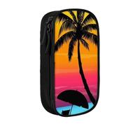Sunset Palm Tree Print Pencil Case Coin Key Card Bag Purse Large Pen Pouch for Kids Boys School Office
