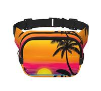 Sunset Palm Tree Print Stylish and Practical Waist Bag,Adjustable,Perfect for Travel,and Outdoor Activities