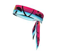 Sunset Palm Tree Print Tie Headband For Women Men, Ninja Headbands, Adjustable Moisture Wicking Cooling Headband