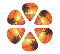 Sunset Palm Tree Printed Guitar Picks -6 Pcs Guitar Picks Plectrum,Guitar Accessories,Electric Guitar Pick, Bass & Ukulele 0.96mm