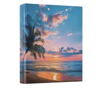 Sunset Palm Trees 3 Ring Binders 1.5 Inch Clear View Three Ring Binders Versatile Binder Fits 200 Sheets 1 Pack