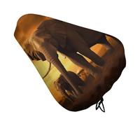 Sunset Parent-Child Elephant Bike Seat Cover for Men Women Water Repellent Exercise Bike Seat Cushion Adjustable Bicycle Seat for Outdoor Biking