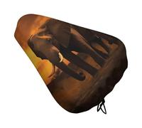 Sunset Parent-Child Elephant Bike Seat Cover with Drawstring Bicycle Saddle Rain Dust Cover UV Protection Bike Seat Cushion Shield for Women Men City Mountain