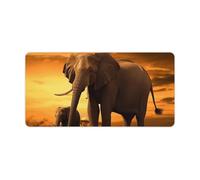 Sunset Parent-Child Elephant Keyboard Mat Large Gaming Mouse Pad, Anti-Slip Desk Mat for Desktop Desk Work/Home Writing Mat 11.8 * 23.6 Inches