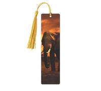 Sunset Parent-Child Elephant Metal Bookmarks with Tassel,Cool Book Markers for Reading Women, Men,Aluminum Hanging Ornament Fancy Handmade Craft Reading Accessories Gift for Book Lovers M