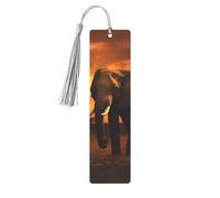 Sunset Parent-Child Elephant Metal Bookmarks with Tassel,Cool Book Markers for Reading Women, Men,Aluminum Hanging Ornament Fancy Handmade Craft Reading Accessories Gift for Book Lovers M