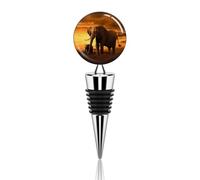 Sunset Parent-Child Elephant Wine Saver Vacuum Pump Champagne Bottle Stopper Multicolor Leak-Proof And Reusable Wine Saver, Preserves Beverage Freshness