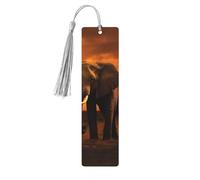 Sunset Parent-Child Elephant Wood Bookmark for Men Women Reading Wooden Bookmarks Unique Handmade Book Marks with Tassel Pendant Craft Bookmark for Book Lovers Birthday Teachers Gift