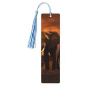 Sunset Parent-Child Elephant Wood Bookmark for Men Women Reading Wooden Bookmarks Unique Handmade Book Marks with Tassel Pendant Craft Bookmark for Book Lovers Birthday Teachers Gift