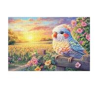 Sunset Parrot 1000 Pieces Set Classic Jigsaw Puzzle Cute Pet Companion Teen Fans 14-18 Yrs Brain Training Logic Skill Leisure Adventure Valentines Recycled Cardboard 1000 PCS