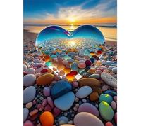 Sunset Pebble Heart Jigsaw Puzzles for Adults 300 Pieces Educational Toys Challenging Game 300 Piece Puzzles for Adults for The Whole for Women Gifts for Men