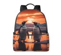 Sunset Penguin Backpack for Women Men Sea Ocean Teenage School Bag Bookbag Casual Daypack for College Travel Work