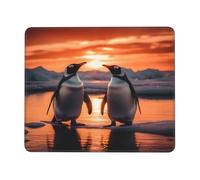 Sunset Penguin Mouse Pad Sea Ocean Gaming Mouse Mat with Stitched Edges Non-Slip Rubber Base Mousepad for for PC Laptop 22x18cm