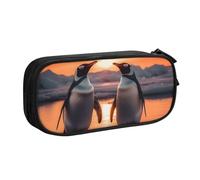 Sunset Penguin Pencil Case for Boys Girls Sea Ocean Large Pen Bag Desk Stationery Organizer Pencil Pouch for School Office Zippered Makeup Bag