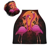 Sunset Pink Flamingo Bird Stretchy Baby Car Seat Cover,Canopy Nursing Covers,Soft Breathable Windproof Scarf Changepad for Winter Infant Breastfeeding Boys