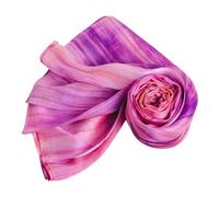 Sunset Pink & Violet Brushstroke Silk Scarf - Hand-Dyed Mulberry Silk Shawl | Lightweight, Sheer & Elegant | Artisan-Made in Vietnam | Gift Box Included (85x180cm)