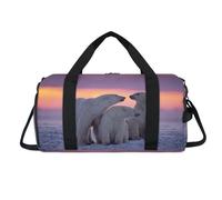 Sunset Polar Bear Sport Duffel Bag with Shoes Compartment Animal Bear Overnight Weekender Bags Travel Gym Luggage Organizer for Women Men Kids Girls Boys