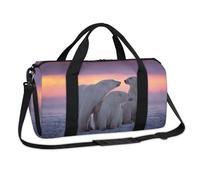 Sunset Polar Bear Sports Duffel Bags Bear Weekend Overnight Bag Casual Tote Holdall Travel Gym Luggage Duffel Bag for Kids Girls Boys Women Men