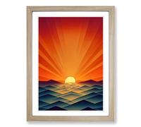 Sunset Polygon Framed Wall Art Print A2 Oak