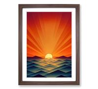 Sunset Polygon Framed Wall Art Print A2 Walnut