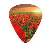 Sunset Poppy Field,12 Pcs Guitar Pick,3 Different Thickness Plectrums for Acoustic Guitar Bass Ukulele (0.46mm 0.96mm 0.71mm)