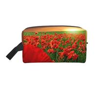 Sunset Poppy FieldLarge Capacity Cosmetic Organizer,Travel Makeup Bag for Women