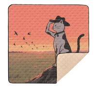 Sunset Prairie Cat Cowboy Cute Foldable Baby Activity Play Mat for Floor Cozy Breathable Playroom Activity Mat for Babies Infants Toddlers, 50'' x 50''