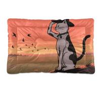 Sunset Prairie Cat Cowboy Dog Bed Mat Soft Comfortable Anti-Slip Bottom Pet Bed for Large Jumbo Medium Small Dogs 24" x 18"