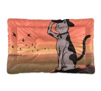 Sunset Prairie Cat Cowboy Washable Pet Sleeping Mat Soft Anti-Slip Pet Bed for Large Jumbo Medium Small Dogs 36" x 24"