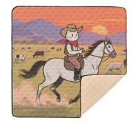 Sunset Prairie Cowboy Cat Soft Foam Foldable Baby Play mat for Floor Waterproof Foldable Padded Baby Mat for Baby Kids Toddlers Infants, 50'' x 50''tapete para juegos de
