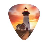 Sunset Print Guitar Picks 12-Pack - Assorted Thickness Picks (0.46 mm, 0.71 mm, 0.96 mm) with Storage Box & Assorted Unique Design for Acoustic, Electric, Bass, and Ukulele Players
