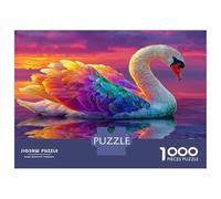 Sunset Prismatic Swan 1000pcs Jigsaw Puzzle Warm Vibrant Skies - Heavy-Duty Jigsaw Cardboard & Puzzle for The Whole Family 52x38cm/1000pcs Relaxation Jigsaw Puzzle