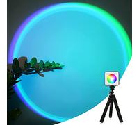 Sunset Projection Lamp, RGB Video Light, LED Camera Light 360° Full-Color2000mAh Rechargable, Magnet Adsorption, Night Light with Flexible Tripod Stand,Romantic Projector for Party Living Decor