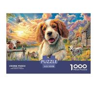 Sunset Puppy 1000-Piece Jigsaw Puzzle Decoration for Puzzle Enthusiasts Dog Running Challenging & Brainteasing 52x38cm/1000pcs