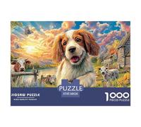 Sunset Puppy 1000 Puzzles Adults Puzzle Adults Puzzle Gifts Birthday Difficult Impossible Challenge High Difficulty 38x26cm/1000pcs